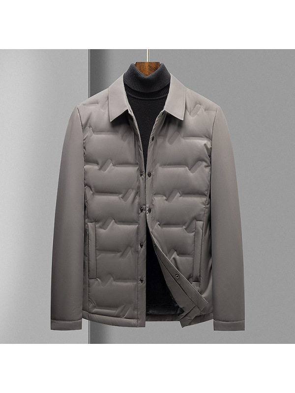 衬衫领轻薄羽绒服秋季新款男士青年潮流羽绒服防寒保暖羽绒外套男