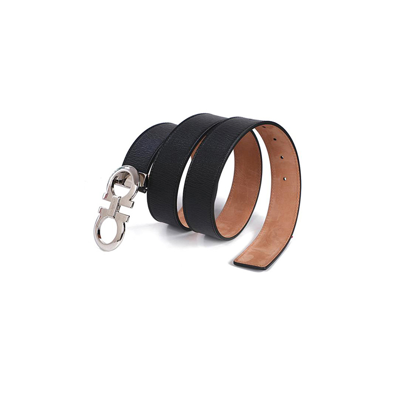 Ferragamo 菲拉格慕男士 牛皮金属板扣腰带箱包配件黑色105 CM 675544 0630498