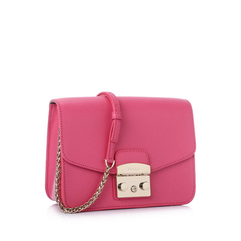 FURLA Metropolis纯色翻盖荔枝纹牛皮小号女士斜挎包 BNF8AREORTENSIADF