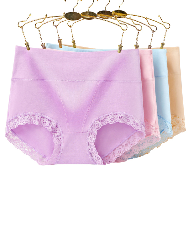 初愫3条装中高腰收腹蕾丝花边女士内裤