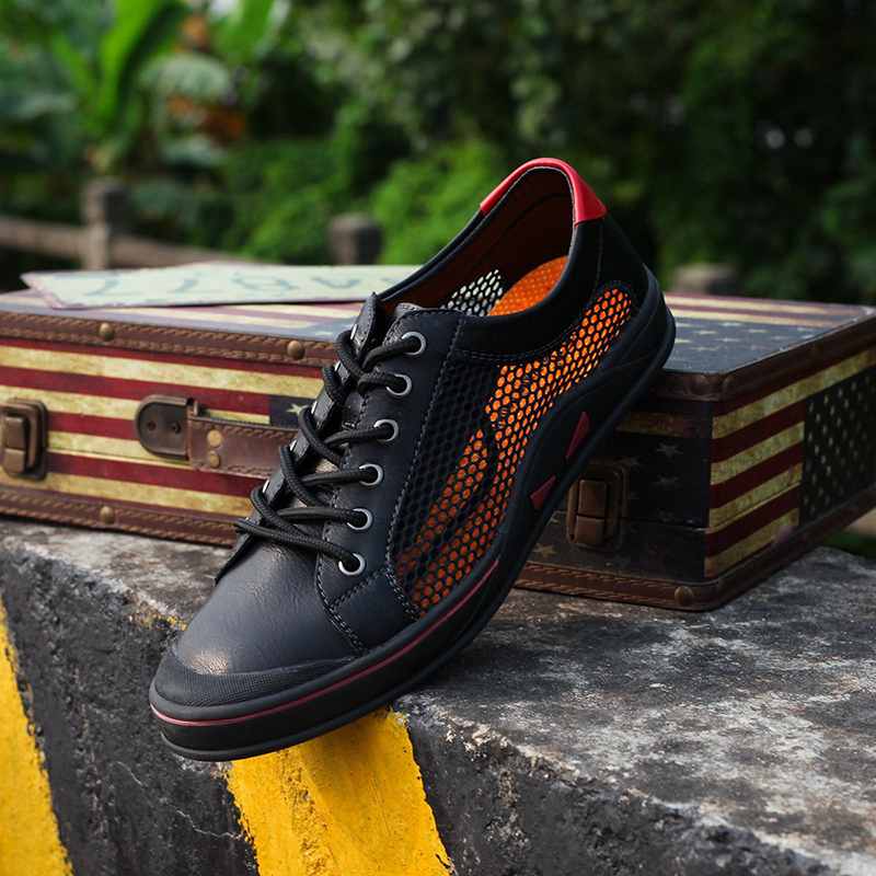 华伦世家vallnfamily简约网布网面鞋男鞋秋新款休闲鞋时尚透气板鞋网