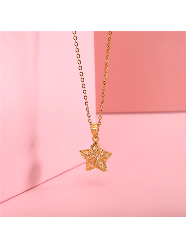佐卡伊18k黄星星镂空时尚吊坠
