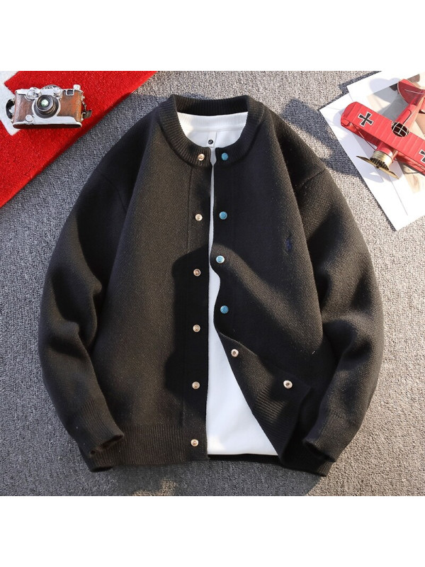 日系青年针织开衫男夹克秋冬新款时尚潮牌刺绣毛衣男外套