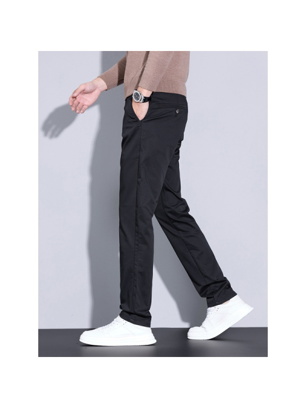 秋冬上新纯色直筒裤男士简约显瘦百搭中年商务通勤休闲裤男式