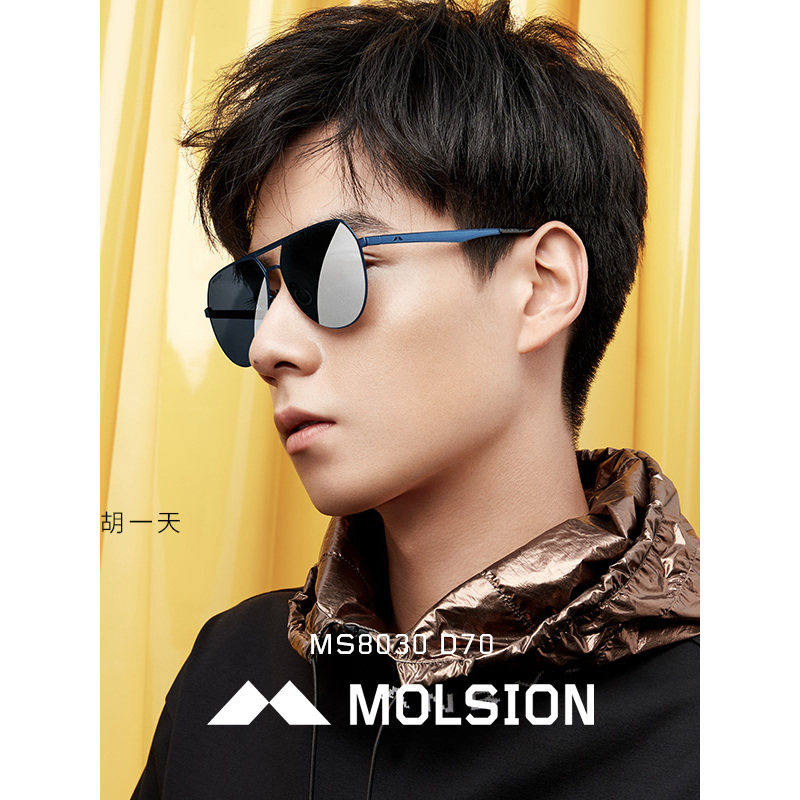 MOLSION陌森太阳镜男2019年春季新款男士偏光墨镜双梁飞行员司机镜MS8030