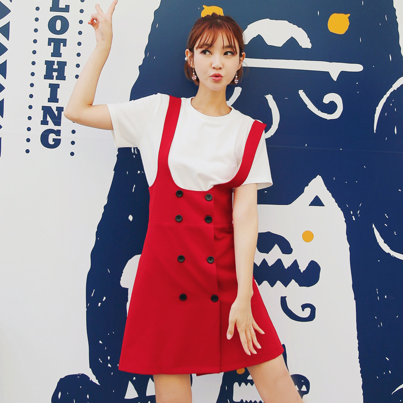 韩都衣舍2018新款女装夏装新款韩版两件套A字裙连衣裙GJ7930茆