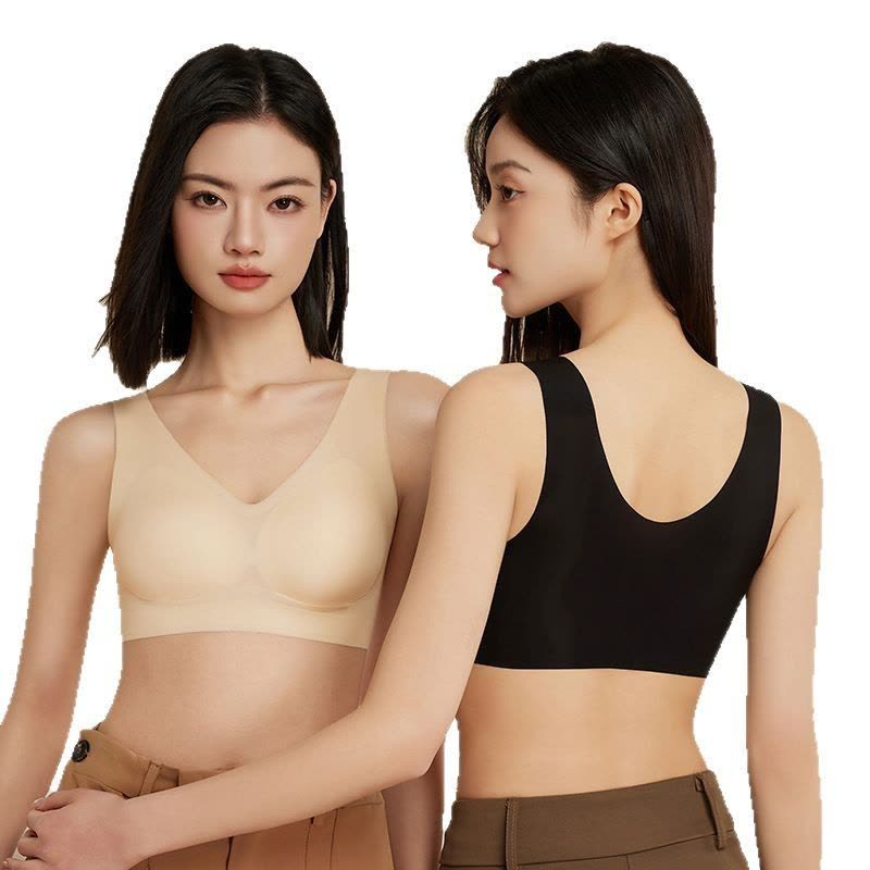 3件礼盒装宽肩带固定杯无痕内衣女大胸显小薄款聚拢果冻文胸图片