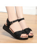新款女士一字扣凉鞋软皮软底时尚百搭潮流女鞋夏季中空厚底凉鞋