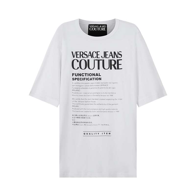 范思哲 VERSACE JEANS COUTURE 男士宽松版棉质圆领短袖T恤72GAHT21 CJ00O图片