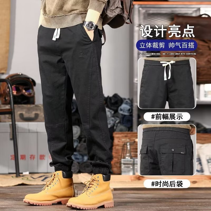 美式休闲裤男秋季新款宽松型束脚复古时尚潮流工装哈伦裤