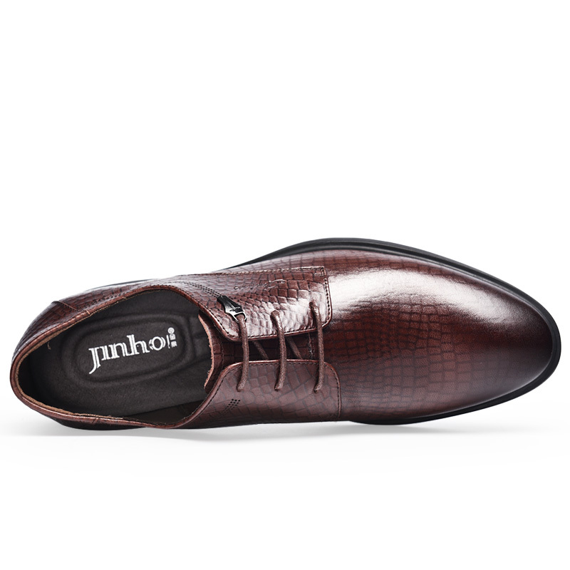 金猴jinhou舒适商务正装男士皮鞋时尚潮流牛漆皮防滑耐磨低帮德比鞋