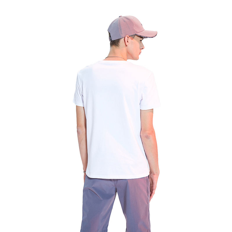 黑鲸字母印花口袋T恤夏季男装清爽白t男CNTBJ28092A