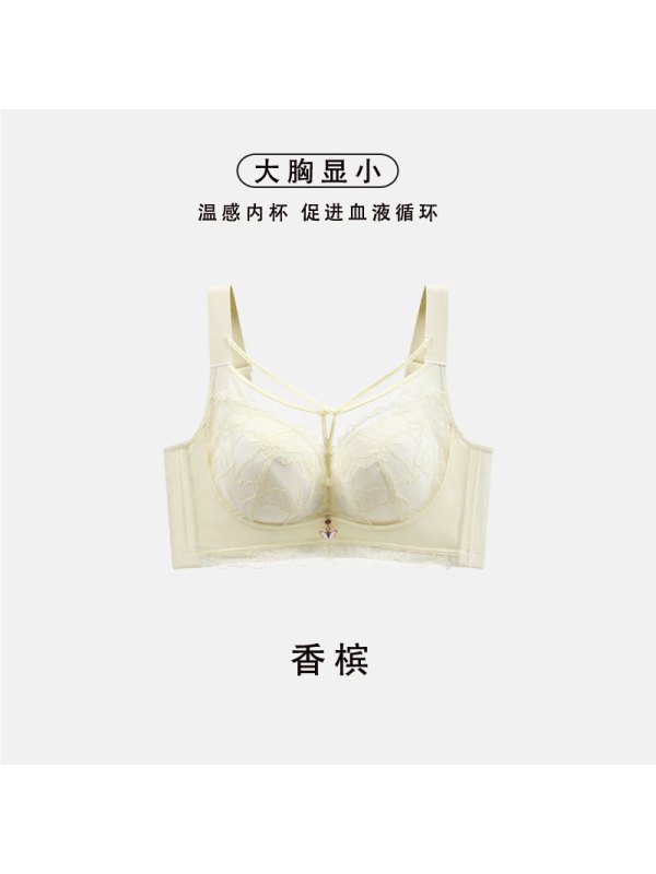 新款无钢圈加大码全罩杯内衣女大胸显小聚拢调整型蕾丝胸罩收副乳