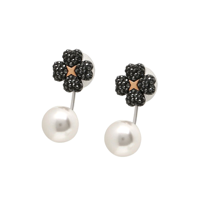 Swarovski/施华洛世奇正品耳环女黑水晶四叶草耳饰