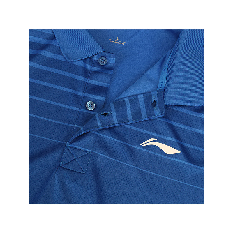 李宁条纹男夏季舒适休闲运动服POLO衫短袖