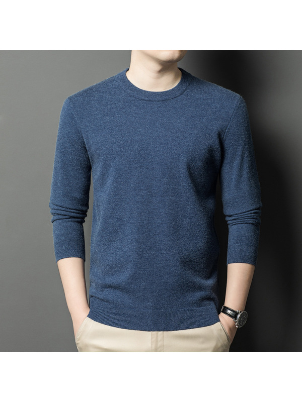 加厚450克含羊毛男士羊毛衫冬季圆领保暖打底针织毛衣男