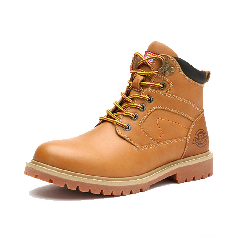 dickies男鞋2018秋冬季马丁靴男油蜡皮高帮潮靴大黄靴163m50lxg02