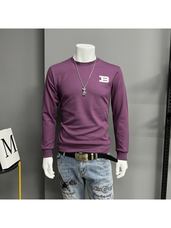 新款卫衣男士圆领套头时尚潮流打底衫上衣修身长袖T恤衫秋冬