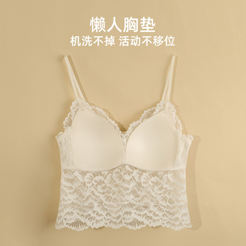Three Sons法式外穿性感美背蕾丝内衣 女士显小胸薄款bra无钢圈