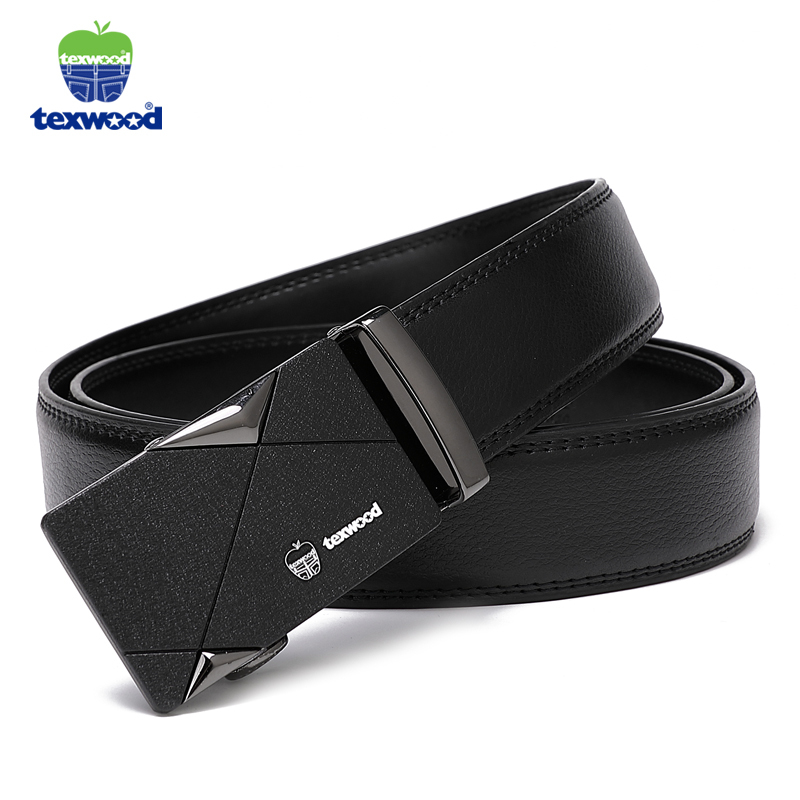texwood 萍果牌皮带男牛皮休闲商务自动扣裤腰带男士时尚百搭真皮腰带礼盒装