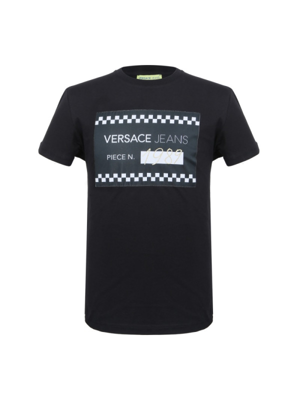 VERSACE JEANS 男士黑色棉质短袖T恤衫B3GTA76B 36610 899