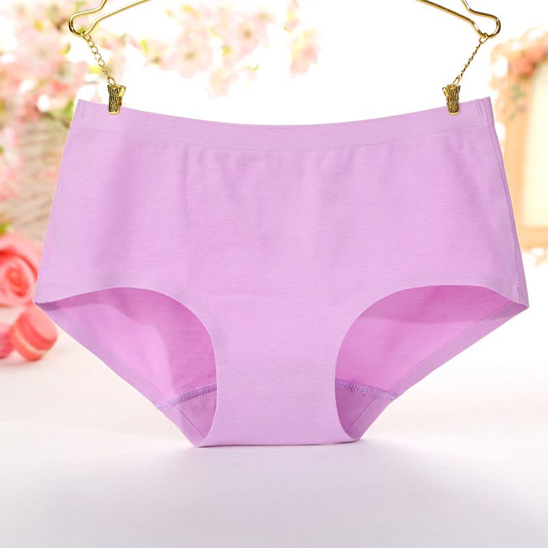 初愫4条装亲肤棉质无痕一片式中腰女士三角内裤精美袋装图片