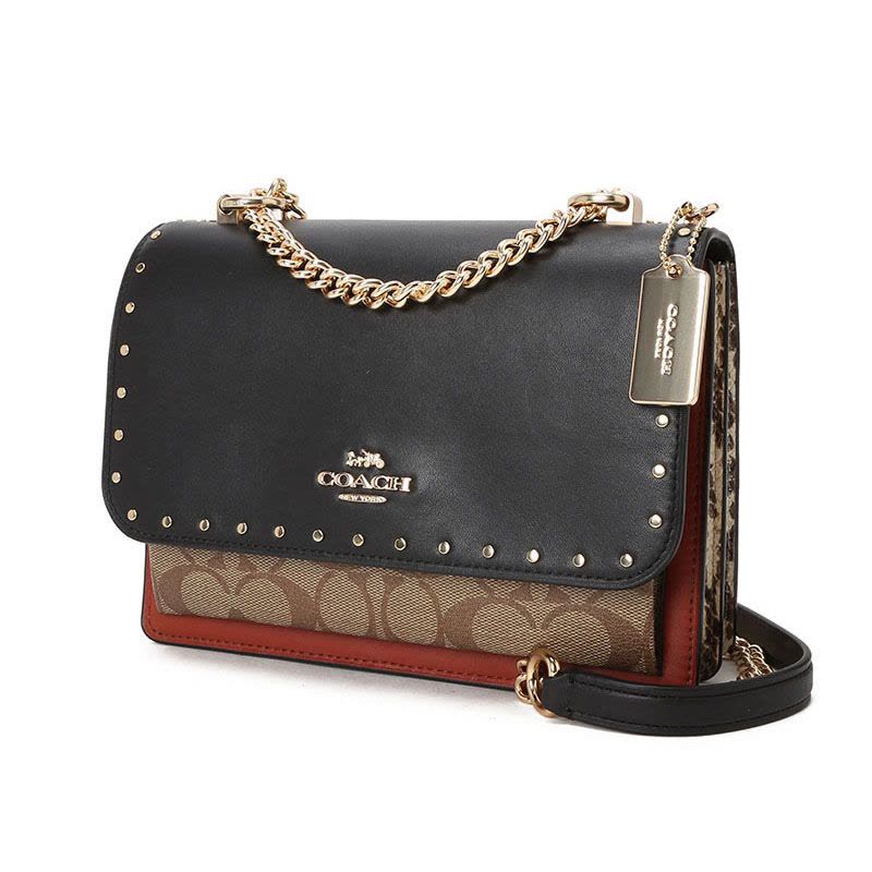 COACH 蔻驰 F 女士斜挎包口盖包 织物拼皮90400图片