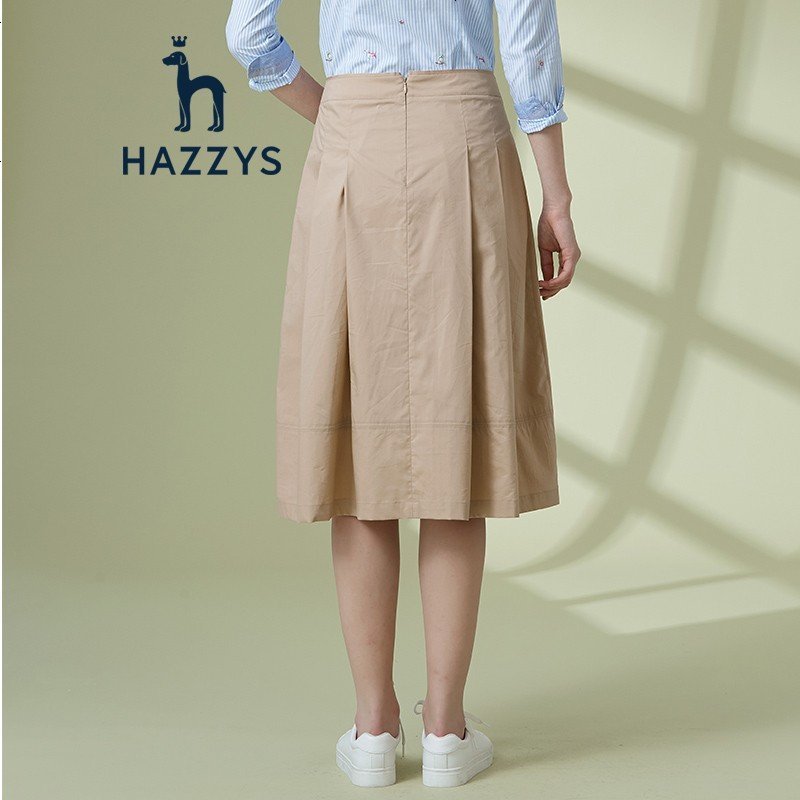 哈吉斯HAZZYS 春季新款女半身裙高腰伞裙修身淑女短裙