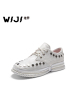 WIJI2018女鞋新春潮镶铆钉马毛德比小白鞋舒适透气时尚休闲运动鞋
