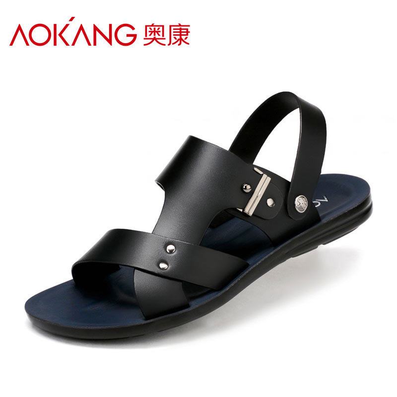 奥康男凉鞋 夏季韩版露趾男士休闲凉皮鞋沙滩鞋子 凉拖鞋潮