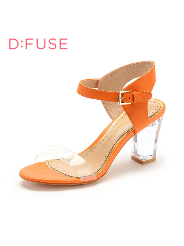 迪芙斯D:FUSE夏牛皮露趾高跟凉鞋凉鞋女DF42110006