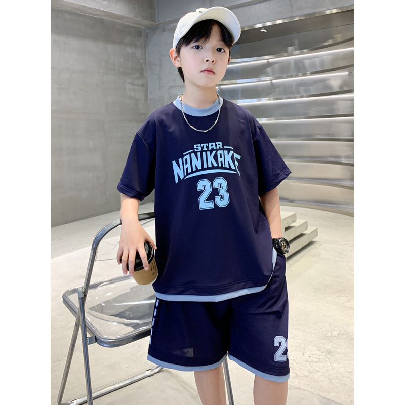 男童夏装套装大童夏款2025新款儿童男孩夏季短袖运动服帅气时髦潮