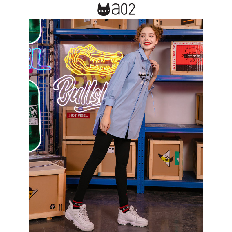 a02新款2020时尚潮流卡通印花弹性显瘦修身打底裤女潮DTV1A1171PN