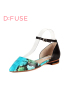 D：Fuse/迪芙斯蛇纹羊皮尖头中空拼接低跟舒适女鞋DF61113013