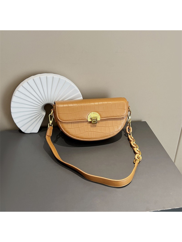 Three Sons小众挎包复古感半圆马鞍包包女秋冬斜挎包时尚百搭单