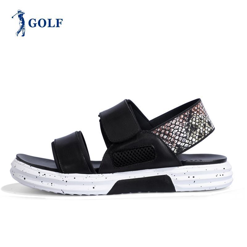 GOLF男鞋2018夏季新款凉鞋真皮休闲透气防滑露趾沙滩鞋个性户外潮