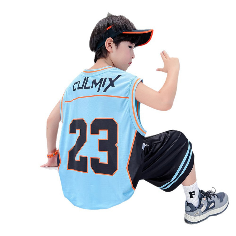 男童夏季无袖背心速干衣套装2025新款男孩夏装中大童洋气篮球服潮