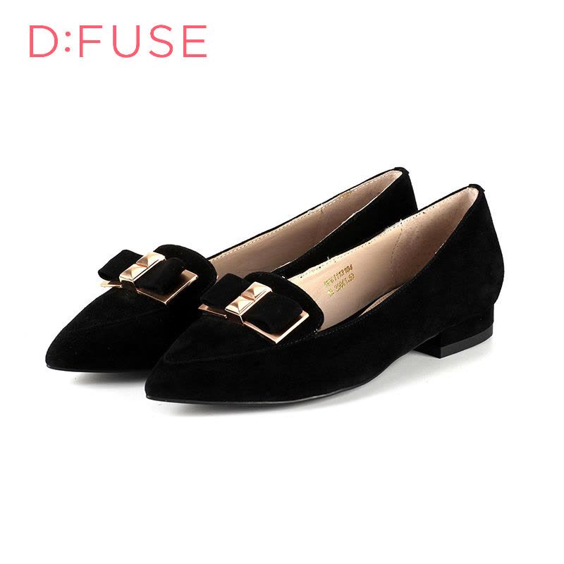 D：Fuse/迪芙斯春季新款羊皮蝴蝶结尖头低跟单鞋女鞋DF61113104图片