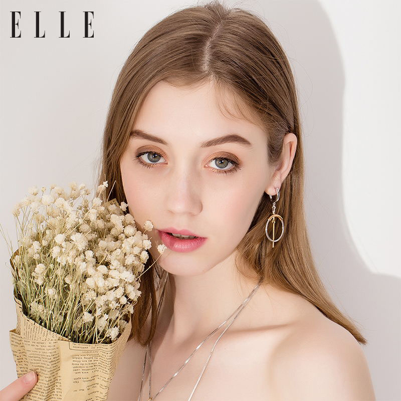 ELLE女士耳坠大 拥抱系列 S925银简约百搭耳环潮 礼物送女友