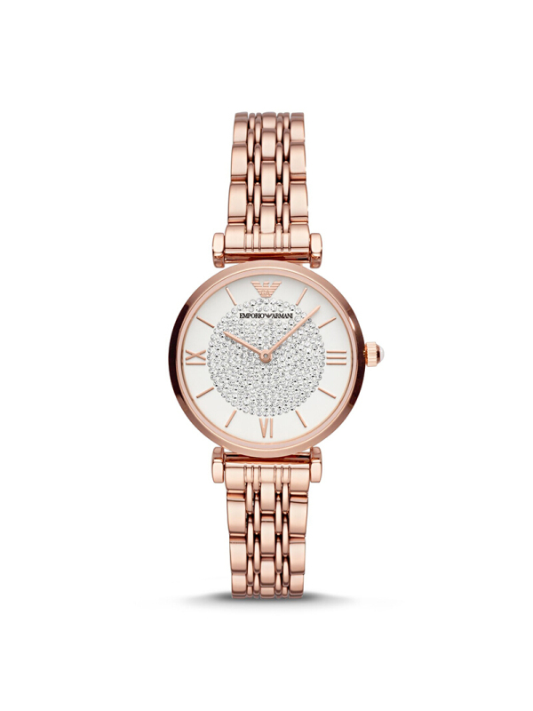 阿玛尼（Emporio Armani)网红满天星镶钻潮流石英表女 钢带 佟丽娅同款AR11244