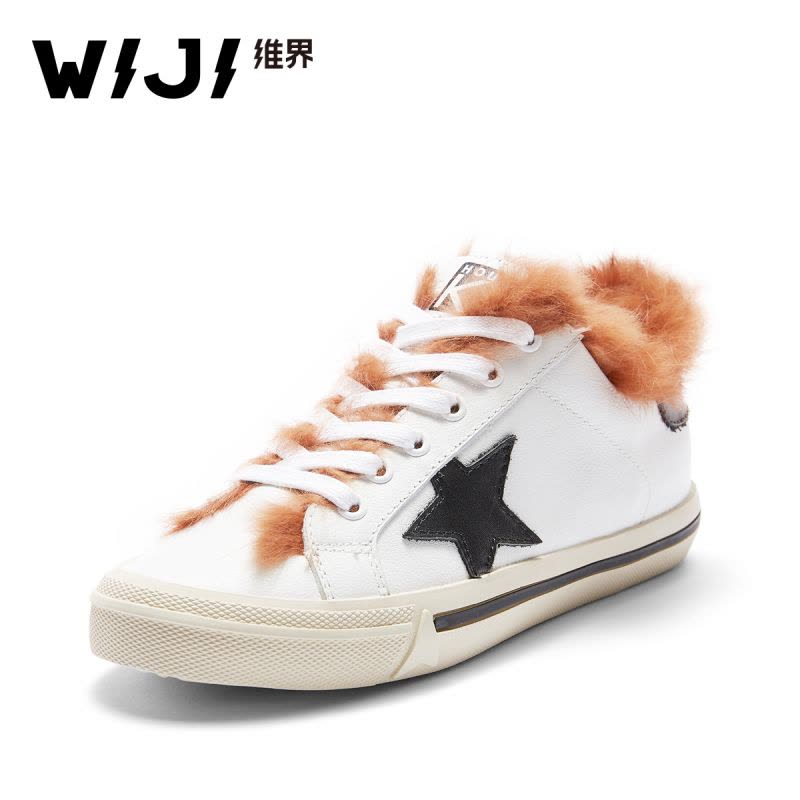 WIJI2017新款韩版潮流休闲鞋女学院风平底时尚系带单鞋子圆头板鞋图片