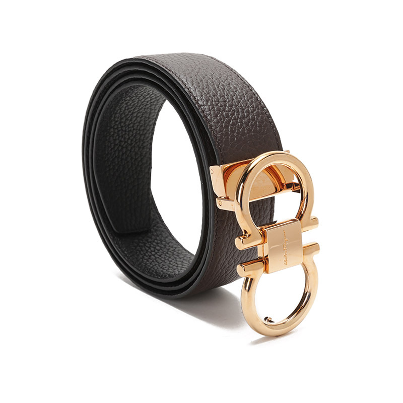Salvatore Ferragamo 菲拉格慕 男士牛皮板扣式双面皮带腰带 679938