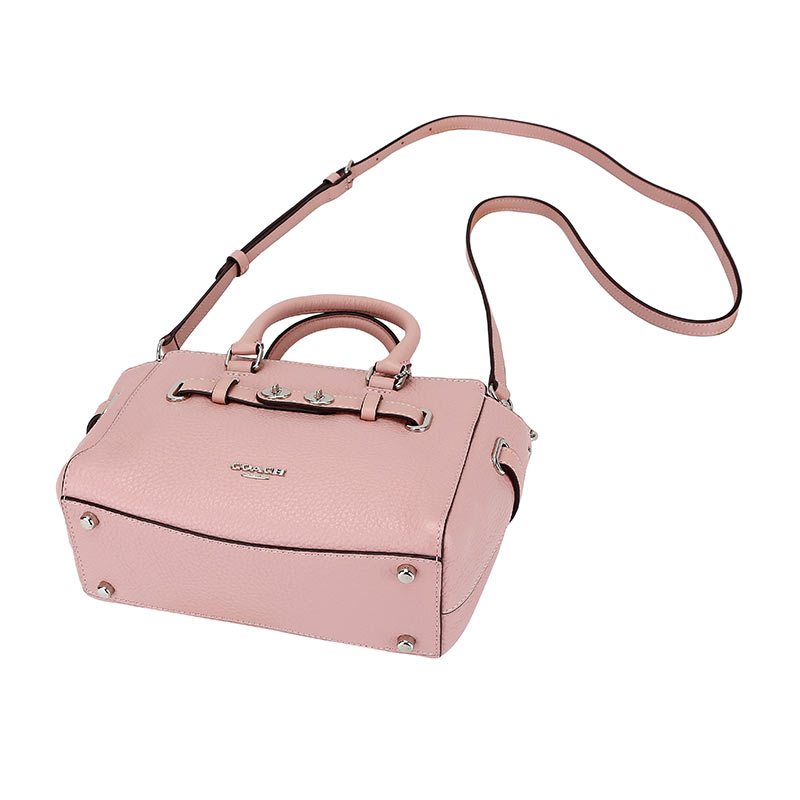 coach蔻驰奢侈品女士小号粉色皮革手提单肩斜挎梯形包f37635svet