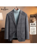 羊毛双面呢西服男士修身格子西装秋冬厚款西服中年外套潮