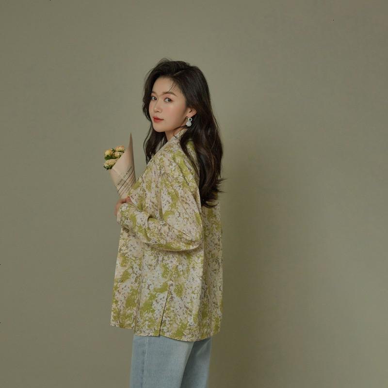 OtherMix粉花绿蔓衬衣2021年夏季新款韩版潮流宽松薄款衬衫上衣女