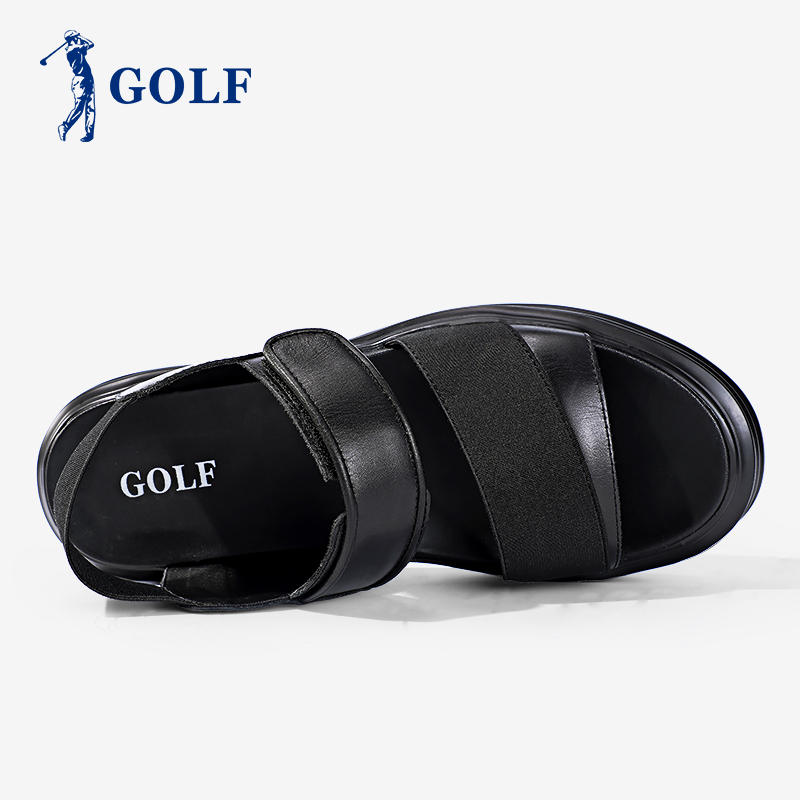 GOLF高尔夫男士新款头层牛皮休闲鞋夏季露趾百搭沙滩鞋韩版真皮潮流鞋子