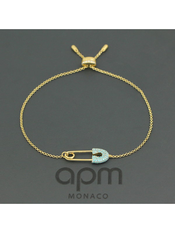 apmmonaco别针手链女士时尚个性锁形手腕链设计感925银手链法式银手环