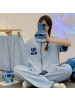 春秋季睡衣女棉质翻领短袖三件套卡通可爱少女感家居服大码可外穿