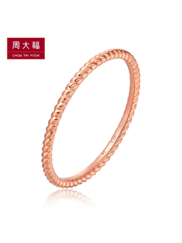 周大福珠宝首饰女神系列18K金彩金戒指E121154