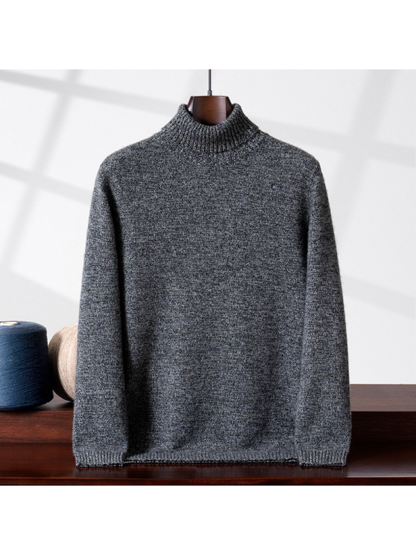 高翻领羊绒衫毛衣男士25秋冬款宽松套头毛衫纯色山羊绒针织打底衫